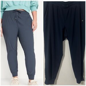 GAP Fit Women’s Large Navy Rib Mix Joggers Missing Drawstring EUC Workout